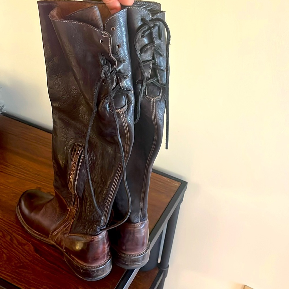 Genuine leather lace up boot